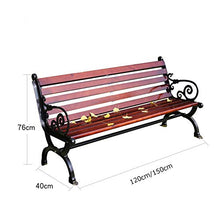 Panchina da giardino per terrazza all'aperto, panchina con schienale, Sedia a 3 posti in alluminio pressofuso per esterni resistente alle intemperie, Sedia da portico in legno massello anticorrosivo