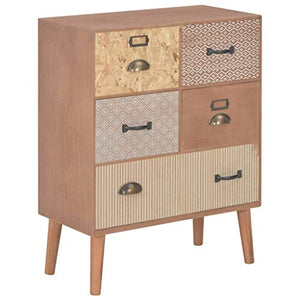 SKM Credenza con 5 Cassetti Marrone 60x30x78 cm in MDF