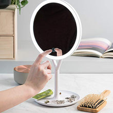 Navaris Specchio per Trucco a LED Touch - Specchio Cosmetico Illuminato da Tavolo con Specchietto Ingranditore x5 - per Make Up Pulizia Viso - Bianco