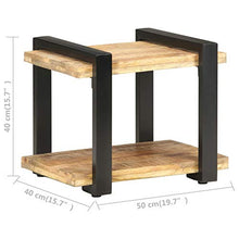 Tidyard Comodino 50x40x40 cm in Legno di Mango Grezzo,per Soggiorno, Camera da Letto, Balcone,può Servire Come Comodino, Armadietto, Tavolino