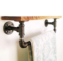 AGGF Mensola a Muro, portasciugamani da Parete per Bagno con divisorio in Legno massello, Appendiabiti da Parete Industriale per Montaggio a Parete in Stile Rustico, 120 cm