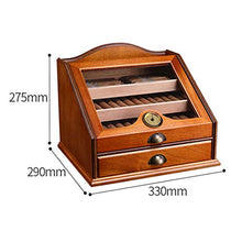 Cigar Humidor, Solida Cassa di Legno del Sigaro di Alta capacità Cigar Humidor con La Temperatura Igrometro/Umidificatore (330 * 290 * 275Mm)