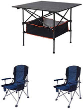 Tavolo da picnic all'aperto Piccolo campeggio portatile Black Pieghevole Tavolo da tre pezzi Tavolo e sedia Set Camping Barbecue all'aperto Tavolo da pranzo e sedia Doppio Oxford Panno Piscina Sedia p