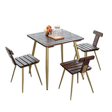 Tavolo da balcone esterno e combinazione di sedie da cortile tavolo e sedia in legno massello anticorrosivo, tavolo e sedia da negoziazione per il tempo libero da terrazza da giardino, set da 3 pezz