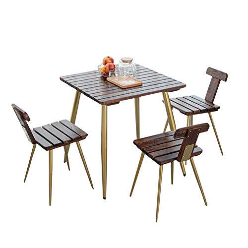 Tavolo da balcone esterno e combinazione di sedie da cortile tavolo e sedia in legno massello anticorrosivo, tavolo e sedia da negoziazione per il tempo libero da terrazza da giardino, set da 3 pezz