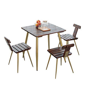 Tavolo da balcone esterno e combinazione di sedie da cortile tavolo e sedia in legno massello anticorrosivo, tavolo e sedia da negoziazione per il tempo libero da terrazza da giardino, set da 3 pezz