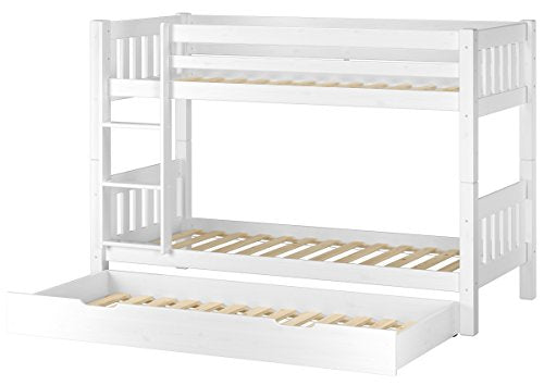 Erst-Holz Letto Bianco a Castello per Ragazzi per materassi 90x200 in Pino con Box 3° Letto 60.06-09WS7