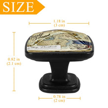 Set di 4 pezzi con maniglia quadrata per armadio da cucina, credenza, cassettiera, cassettiera, con viti, per cucina, comò, armadietto, bagno, armadio con teschio e mappa del tesoro