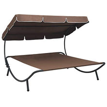 Tidyard Lettino Prendisole Matrimoniale con Baldacchino Marrone,Lettino da Sole Matrimoniale da Giardino Esterno,Lettino Prendisole Doppio,Lettino Prendisole con Baldacchino 200 x 173 x 135 cm