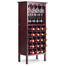 Giantex - Portabottiglie Cantinetta per Vino in Legno per 20 Bottiglie, Scaffale per Bottiglie di Vino con 4 Porta Calici, Vintage, per Cucina, Bar, 42 x 24,5 x 96 cm (Marrone)