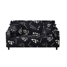 Copridivano Elasticizzato 1/2/3/4 posti, Fodera per Divano Antiscivolo con Elastico, Stampa Floreale(Eleganza Nero, Copridivano 2 posti 55-67In)