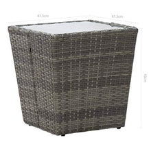 FAMIROSA Tavolino Grigio 41,5x41,5x43 cm in Polyrattan e Vetro Temperato