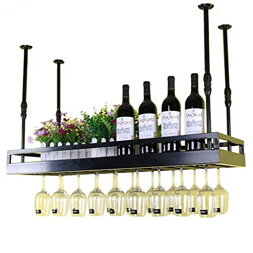 WGEMXC Wine Rack, Supporto Di Tazza, Porta Bicchiere Di Vino, Wine Rack Wine Rack Altezza Regolabile a Soffitto Attaccatura Del Supporto Di Bottiglia Del Vino Supporto Del Metallo Ferro Vetro Vino Ho