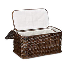Relaxdays 2 Cestini Rettangolari, 28 L, Rattan Intrecciato, Cesti Impilabili Rivestimento Interno Rimovibile, Mogano