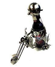 Portabottiglie da birra moderno portabottiglie moto in metallo in argento altezza 22 cm lunghezza 26 cm