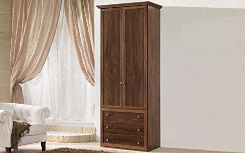 Dafne Italian Design Armadio a 2 Ante battenti. Effetto Noce (cm. 102 x 55 x 251h)