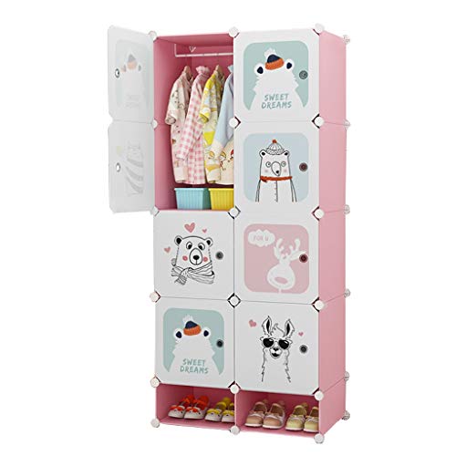 Locker 8 Porte Armadio Armadio Scarpe-Bit Hanging Archivi Rimovibili di Plastica 6-Gitter Scaffali Abbigliamento Home Camera Rosa 75X37X165CM MUMUJIN