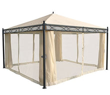 Mendler Gazebo pergola baldacchino Cadice acciaio poliestere ~ 4x4m avorio con tende e zanzariere