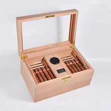 Umidificatore a scatola isolante 100 Cigar Humidor Dispositivo di Raffreddamento Cedar Cigar Idratante Governo Trasparente Tetto Apribile Cigar Box Cigar Governo di Immagazzinaggio Built-in Igrometro