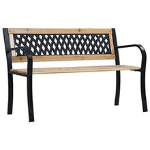 Pissente Panca da Giardino,in Legno massello+Acciaio Panchina da Giardino con Braccioli Curvati Elegante Robusta Classica Panca Arredi da Esterno Sedute,125 x 53 x 77 cm