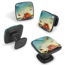Piccola volpe rossa in autunno Pomelli per Porta Set di 4 Pomelli per Mobili Manopole per Cassetti Cucina Armadio Vetro