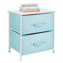 mDesign Mobiletto con due cassetti in fibra sintetica – Comodo organizer cameretta con fantasia a pois – Piccola cassettiera per bambini perfetta per la cameretta o la nursery – turchese e bianco