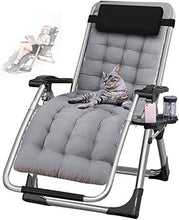 Azyq Sedia Reclinabile Pieghevole Sedia a Sdraio Zero Gravity Oversize, Sedie a Sdraio Cuscino in Cotone per Giardino Patio Esterno Lettini Prendisole Letto Reclinabile Caricamento Fino a 220 Kg con