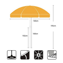 Sekey® Ombrellone Ø 160 cm Tondo Ombrello Parasole da Esterno da Giardino da Spiaggia Protezione Solare UV20+ (Arancia)
