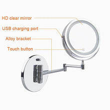 Specchio cosmetico a LED Specchio da Bagno a LED USB Ricarica 10 Volte ingrandimento 360 ° Angolo di Rotazione Pieghevole Design Touch Control 2 Facce dello Specchio