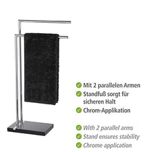 WENKO Piantana portasalviette Noble nero - 2 bracci, Acciaio, 45.5 x 82 x 20 cm, Cromo