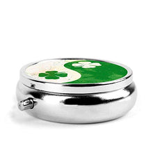 Irish Shamrocks Yin Yang St Patricks Day - Contenitore rotondo per pillole a 3 scomparti, in metallo, per medicina e vitamine, per viaggi all'aperto