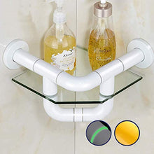 AOIWE Bagno Maniglie Grab Bar Bagno d'angolo mensola di Vetro Triangolo Parete Doccia Mensola d'angolo Doccia Caddy Vetro temperato, SUS 304 in Acciaio Inox for Montaggio a Parete