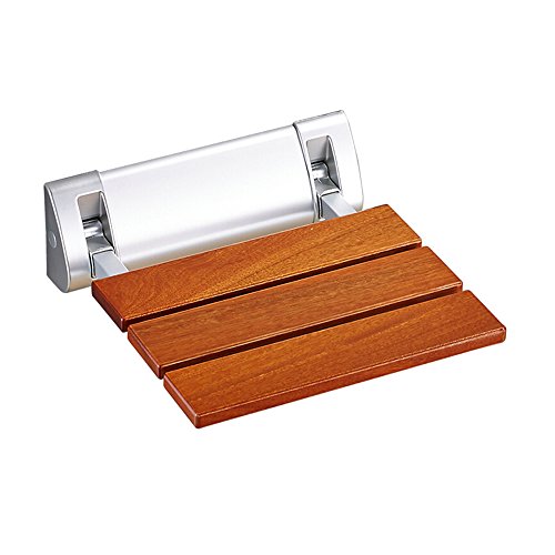 MGMDIAN Seggiolone Pieghevole da Bagno in Legno massello Sgabello da Parete Senza Barriere Antiscivolo Accessori da Bagno