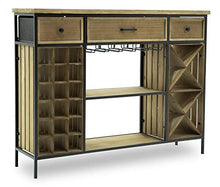 giordano shop Cantinetta Portabottiglie 124x32x94 cm con Portabicchieri in Ferro e Legno Sid Nera