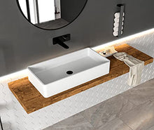Lavabo da appoggio in solid surface PB2013-80 x 40 x 14,5 cm - bianco opaco