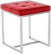 CLP Sgabello Poggiapiedi Barci In Similpelle I Panchetto Capitonné imbottito I Poggiapiedi Da Salotto Elegante Alt. 48 CM, Colore:rosso