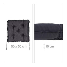 Relaxdays 10023471_111 Set 2 Cuscini da Seduta per Sedie da Giardino 45 x 45 cm con Nastro, Comoda Imbottitura per Esterni e Interni, Grigio