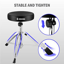Sgabello per batteria con Bacchette, Donner sedile di tamburo con sedile imbottito Sgabelli per batteria portatili in altezza per batteria elettrica, bambini, adulti, carico massimo 90 kg