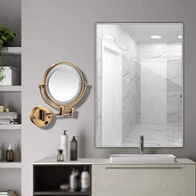 Specchio per Il Trucco a Parete LED Double Sided 1X / 10X Specchio ingranditore da Trucco Girevole Allungabile per Bagno Hotel Alimentato, USB Ricaricabile, Bronzo