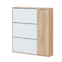 Habitdesign - Scarpiera a 4 porte, modello Class, finitura in rovere canadese e bianco artik, dimensioni: 106 cm (lunghezza) x 115 cm (altezza) x 22 cm (profondità), normale