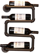 Leifeng Tower Classic - Scaffale da parete in ferro da stiro, da parete, stile retrò, per bottiglie di vino, da appendere, per 4 bottiglie, colore: nero, lunghezza 26 x altezza 55 cm
