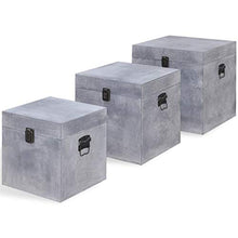 Xingshuoonline scatole portaoggetti apparenza Cemento 3 Pezzi Grigio MDF, Grande: 35 x 35 x 35 cm