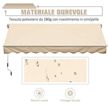 Outsunny Tenda da Sole per Esterno Avvolgibile a Manovella, Copertura Impermeabile, Metallo e Alluminio, Beige, 400x250cm