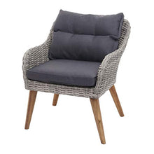 Mendler Salottino da Esterno HWC-H64 polyrattan Legno di Acacia Spun Poly Cuscini Grigio Scuro