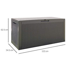 Outsunny Baule da Esterno in PP Effetto Rattan 380L Cassapanca da Giardino per 2 Persone, Grigio Chiaro 122x54.5x62.5cm