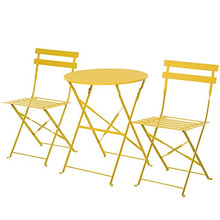 Set Tavolino e 2 Sedie Pieghevoli da Giardino in Metallo Giallo