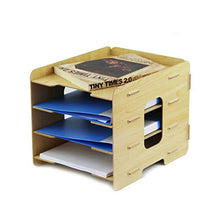 Schedario Classificatore Verticale Schedario, Classificatore Da Tavolo In Legno, 4 Strati Di Articoli Per Ufficio Creativi, Cartella Della Scatola Di Immagazzinaggio Di Libri A Più Strati, Per Uso Uff