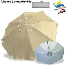 BAKAJI Ombrellone in Alluminio da Spiaggia Mare o Piscina Diametro 200 cm Mare con Snodo Antivento e Sacca in PVC per Il Trasporto, Palo 32mm, Nuovo Colore Ecrù Tinta Unita