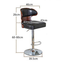 AQMTN Sgabelli da Bar, con Schienale, Esterno in Similpelle, elevatore a Gas Girevole Regolabile in Altezza e Regolabile, per mobili per la Sala da Pranzo/bancone/Cucina.-Un Grigio 60-80 cm