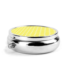 Summery Happy Yellow - Contenitore rotondo per pillole a 3 scomparti, in metallo, per medicina e vitamine, per viaggi all'aperto